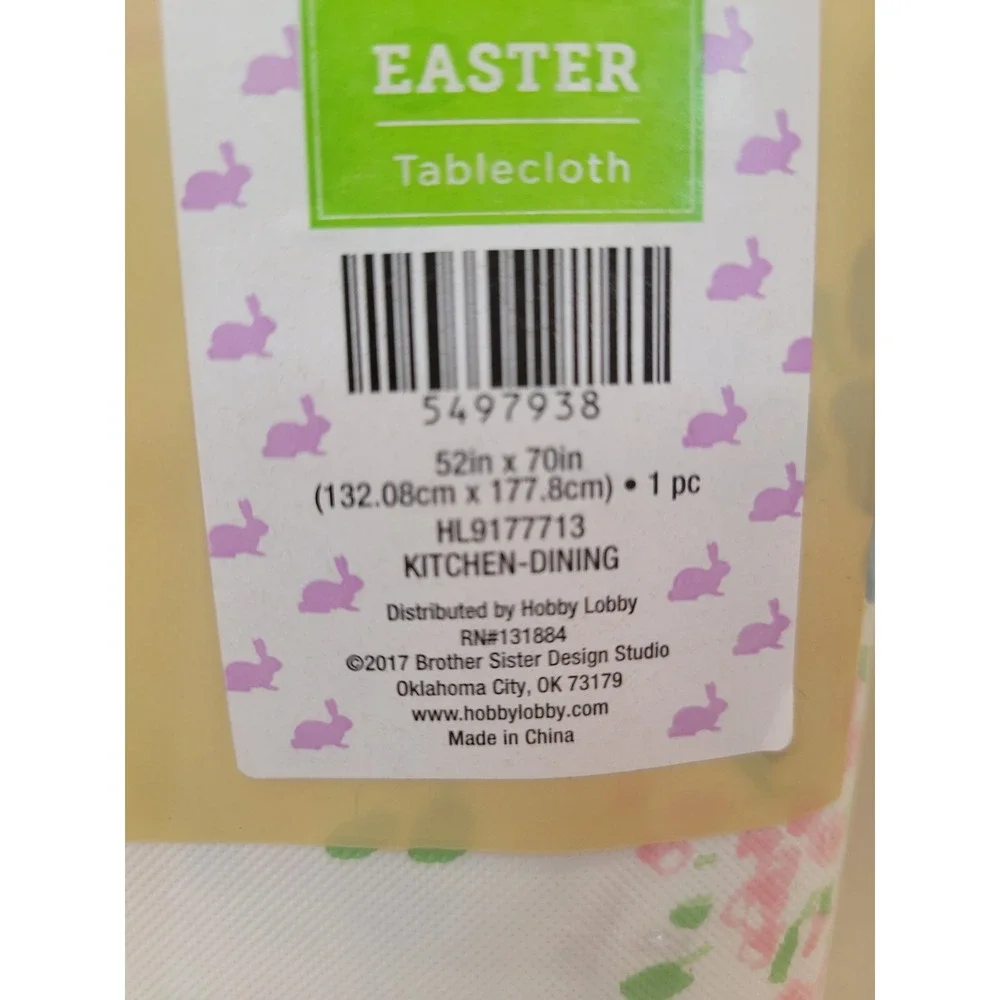 Brother Sister Design Studio Floral Vinyl Tablecloth 52x70 Easter Spring New